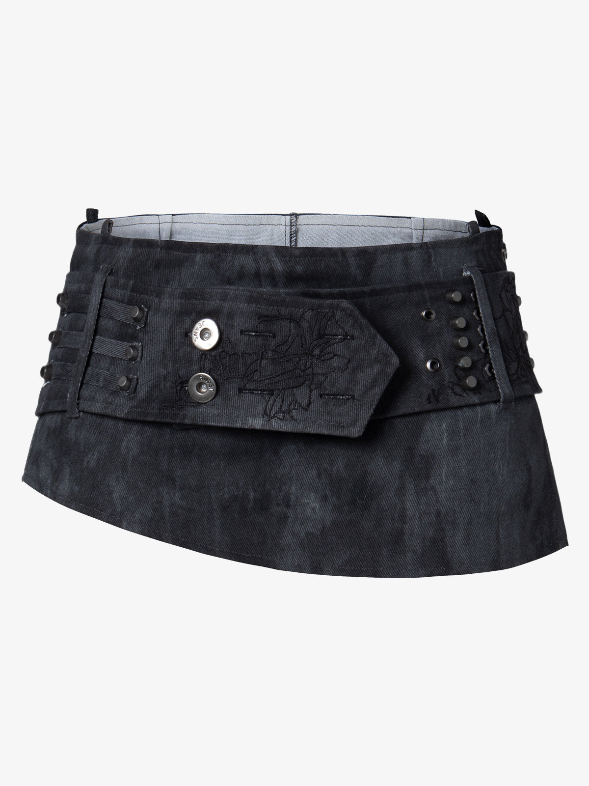 Thesupermade Metallic Studded Embroidery Belt Mini Skirt