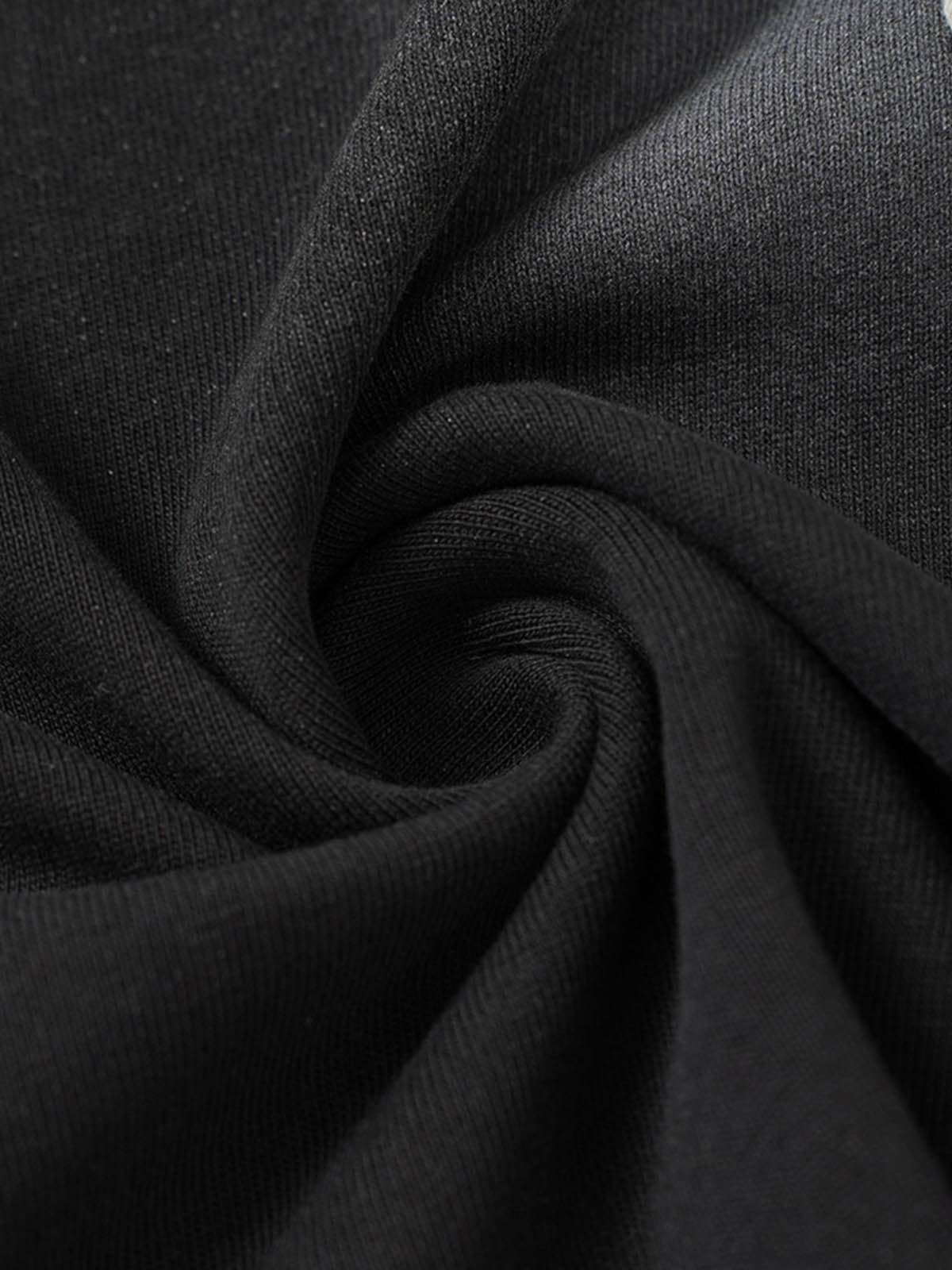 Black Raglan Sleeve T-Shirt with Herringbone Tape Detail – Cotton Blend Streetwear Tee