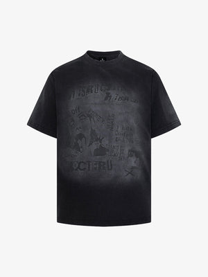 Washed Distressed Graphic Print T-Shirt 
