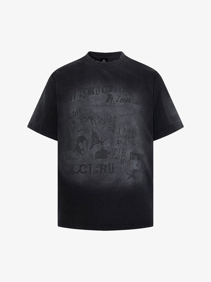 Washed Distressed Graphic Print T-Shirt 
