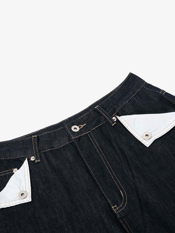 Cinch Back Contrast Stitch Jeans