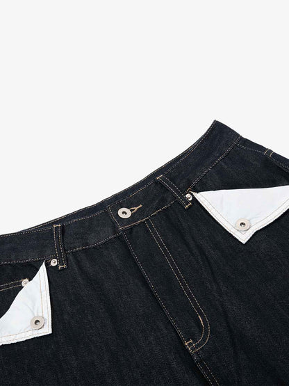 Cinch Back Contrast Stitch Jeans