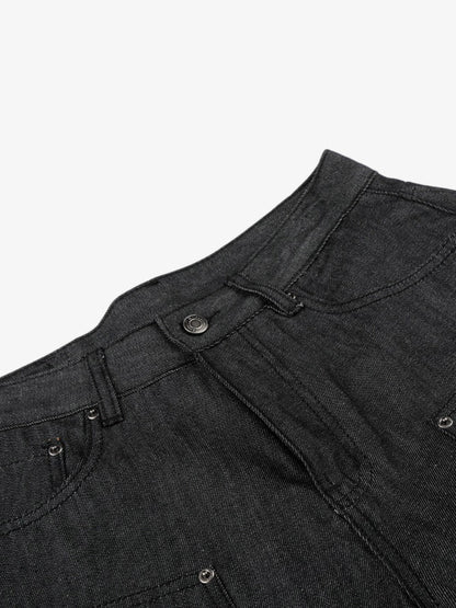 Patchwork Stud Denim Shorts