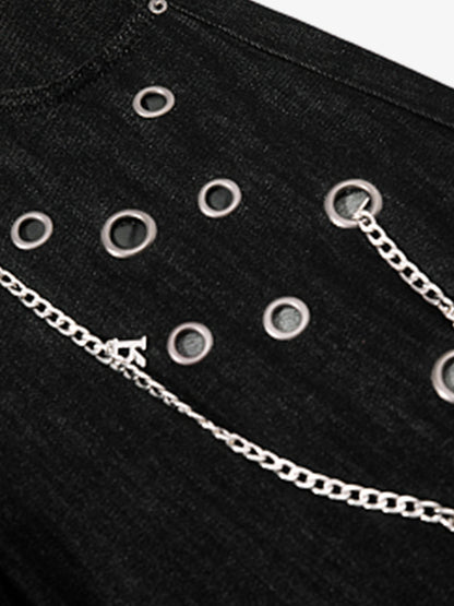 Vintage Eyelet Chain Baggy Jeans 