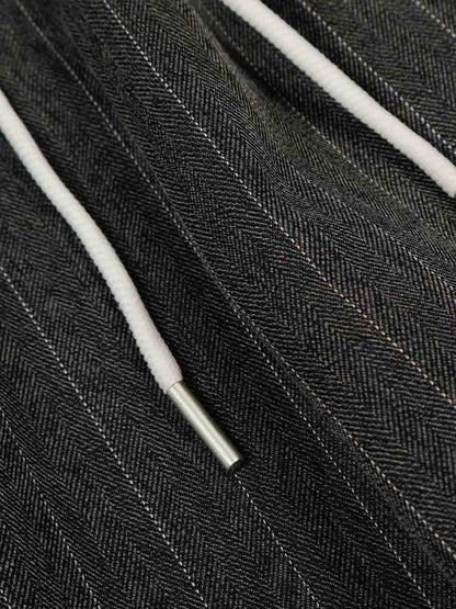 Pinstripe Elastic Waist Wide Leg Pants 