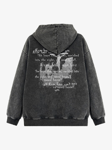 Metallic Script Letter Cross Graphic Hoodie 