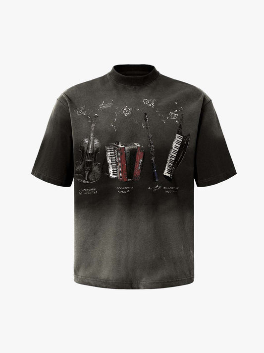Musical Instrument Graphic Tee – Oversized Cotton Streetwear Fit