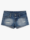 Thesupermade Distressed Metallic Studded Low Rise Mini Shorts