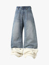 Sherpa Paneled Stacked Baggy Jeans 