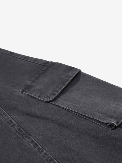 Washed Cargo Webbing Barrel Pants 
