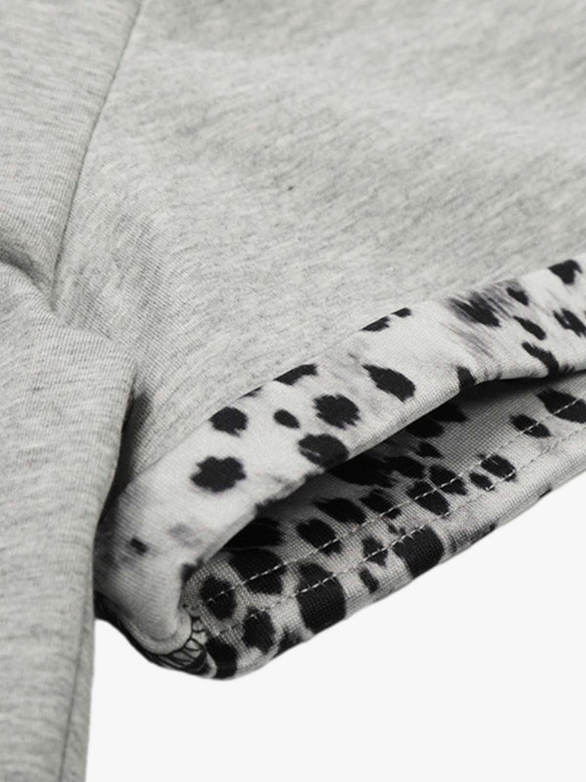 Leopard Trim Half Zip Polo T-Shirt