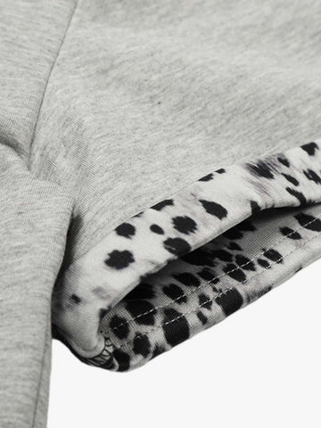 Leopard Trim Half Zip Polo T-Shirt