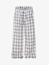 Plaid Wide Leg Pants with Button