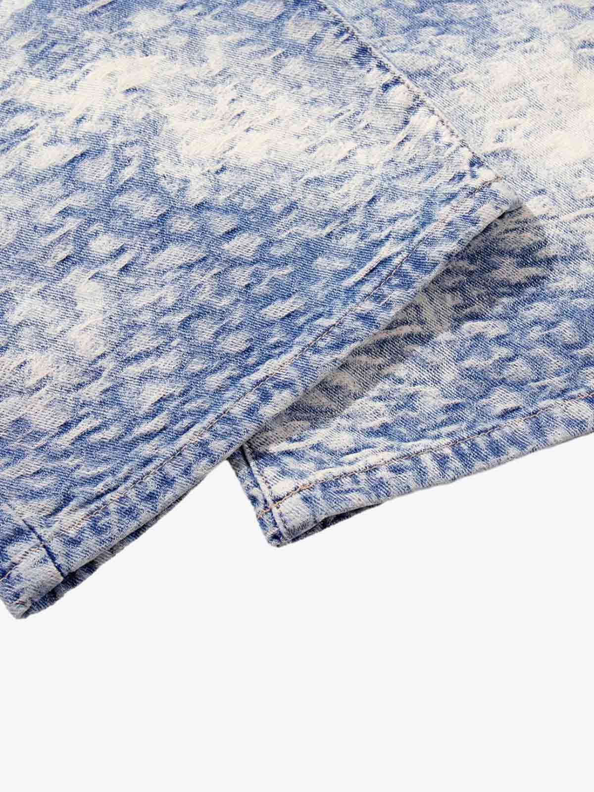 Cloud Texture Jacquard Effect Wide-Leg Jeans 