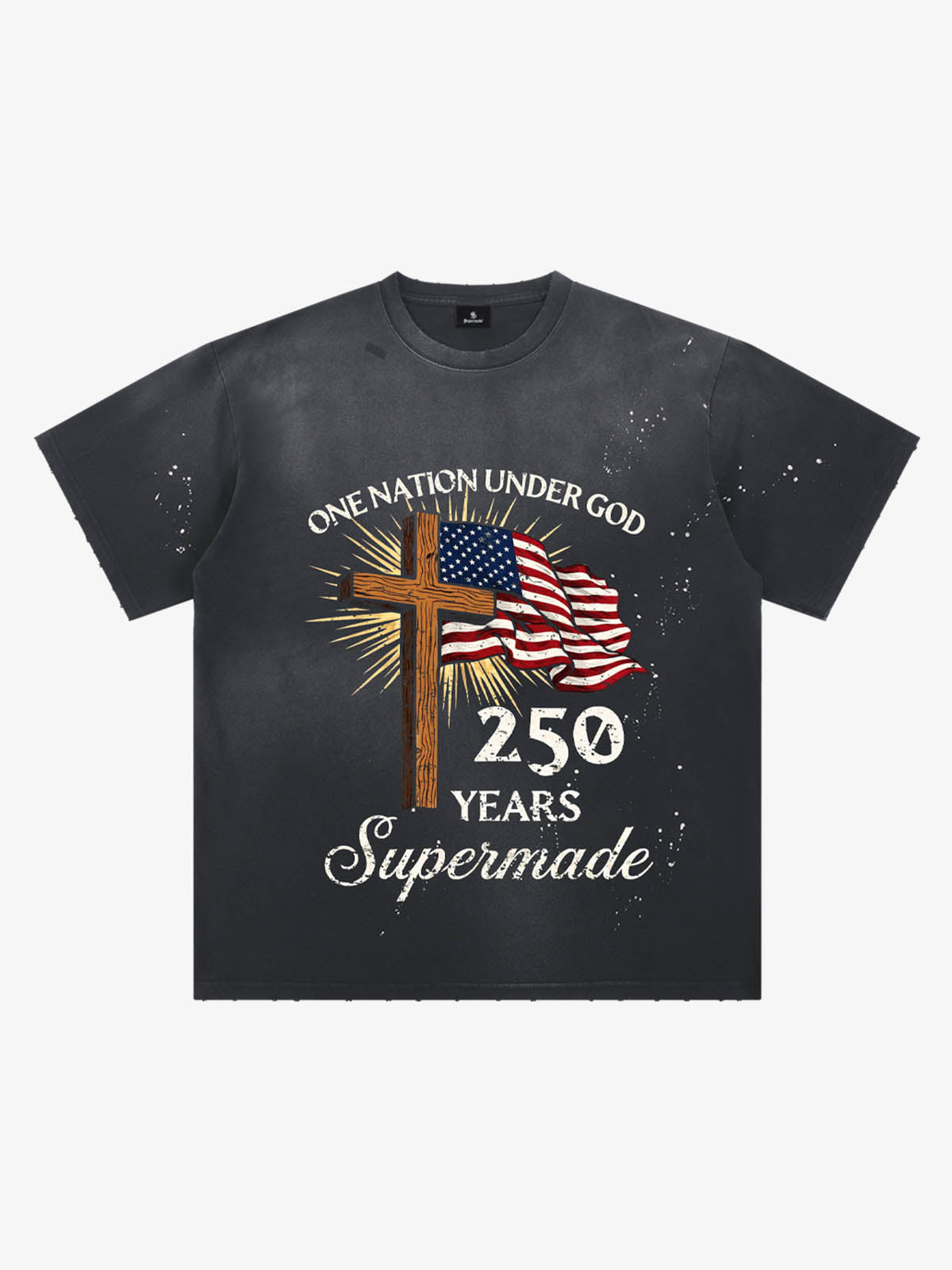 Cross Flag Graphic Washed T-Shirt