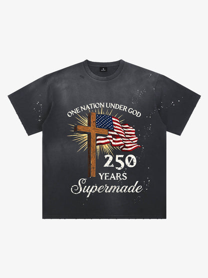 Cross Flag Graphic Washed T-Shirt