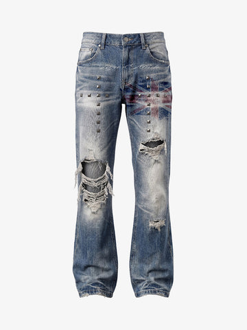 Studded Flag Bootcut Jeans