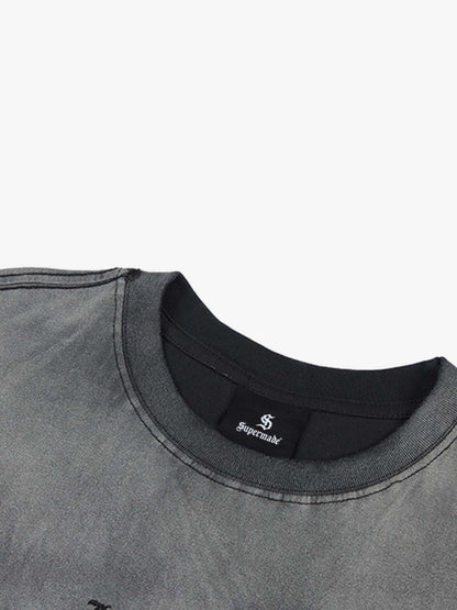 Gradient Washed Ripped Graphic T-Shirt