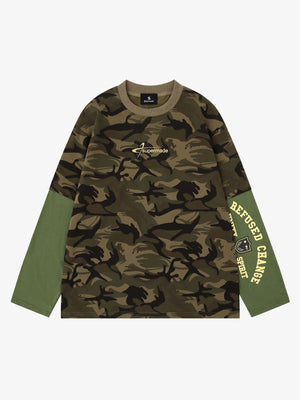 Camo Patchwork Long Sleeve Tee