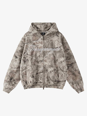Camouflage Fleece-Lined Hoodie – Oversized Pullover Streetwear Sweatshirt