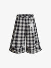 Star Print Plaid Shirt with Tulle Trim