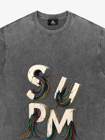 SPMD Letter Cable Graphic T-Shirt 