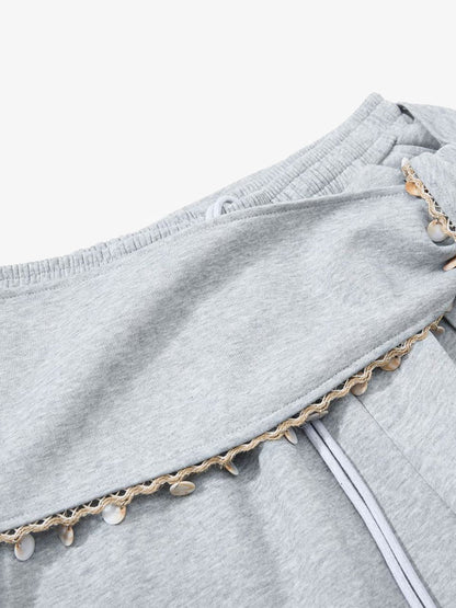 Street Detachable Flap Lace-up Jogger Pants 
