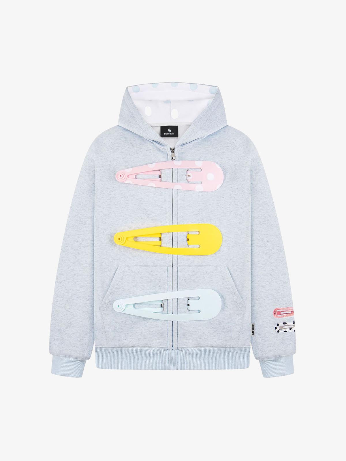 Detachable Hair Clip Decoration Zip Up Hoodie 