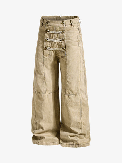 Military Button Baggy Cargo Pants – Napoleon Style Utility Streetwear