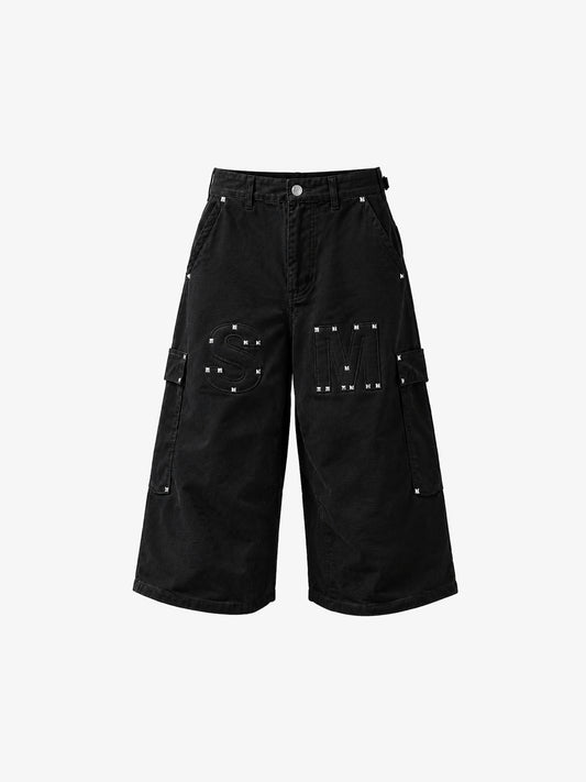 Studded Appliqué Cargo Shorts