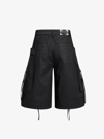 High-Waisted Cargo Shorts – Cotton Twill Oversized Utility Fit