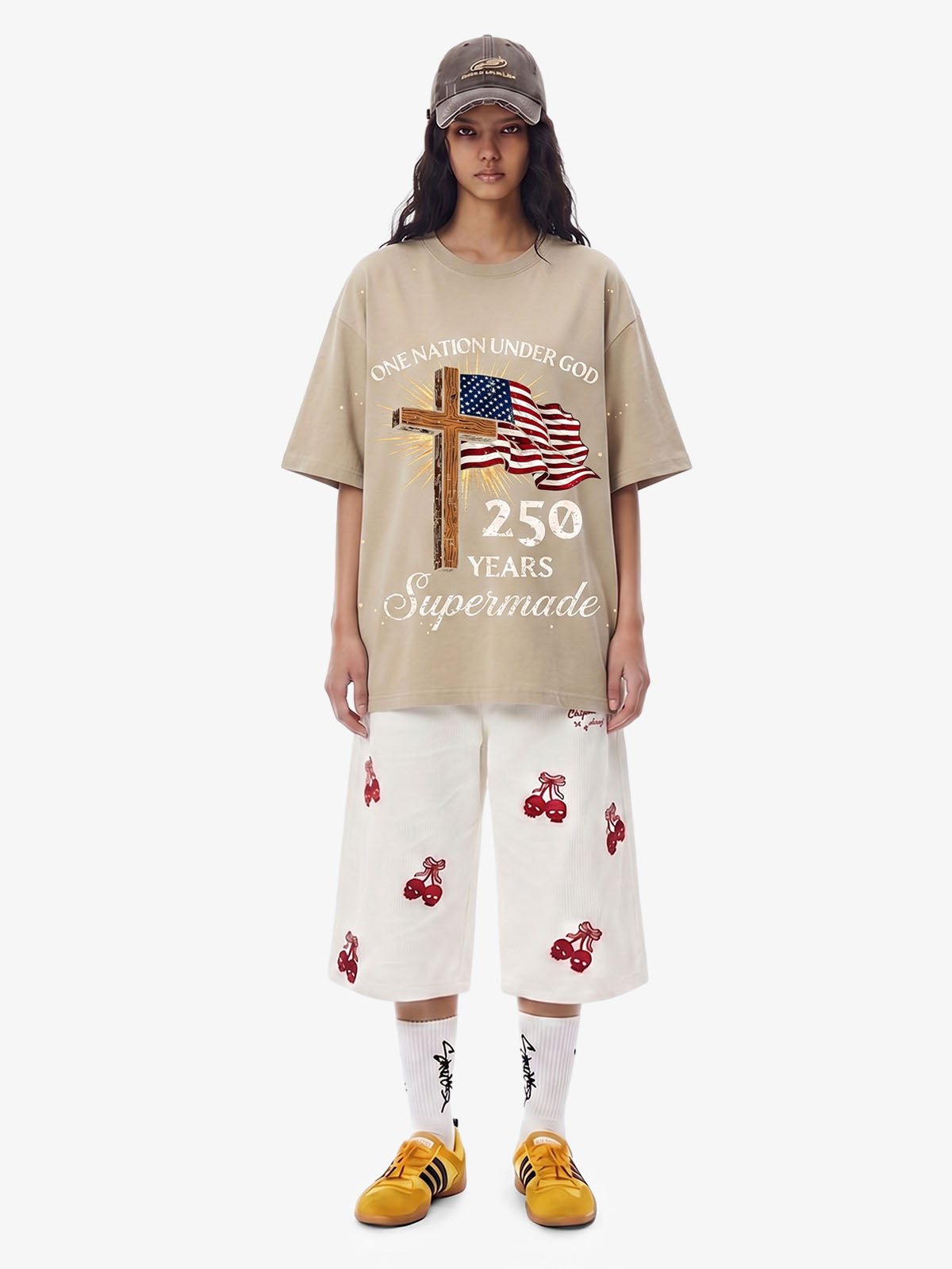 Cross Flag Graphic Washed T-Shirt