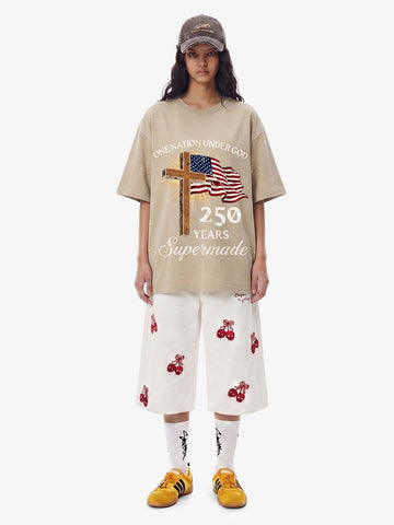 Cross Flag Graphic Washed T-Shirt