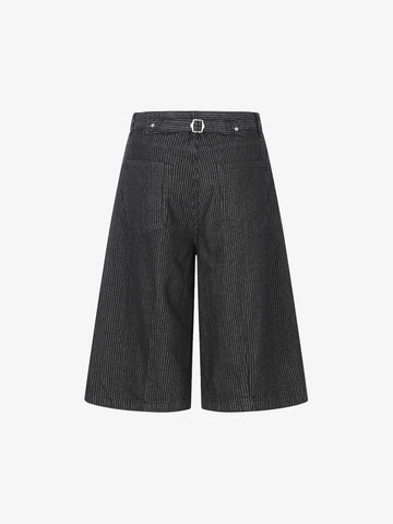 Pinstripe Wide-Leg Cropped Jeans