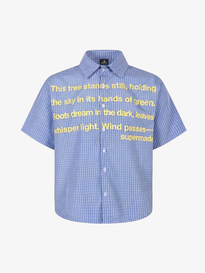 Plaid Short-Sleeve Shirt with Letter Print