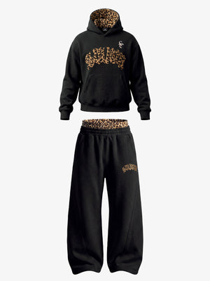 Leopard Patchwork Hoodie & Trousers Set