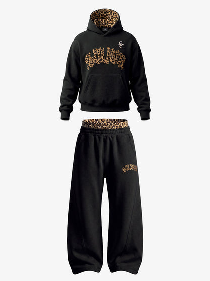 Leopard Patchwork Hoodie & Trousers Set