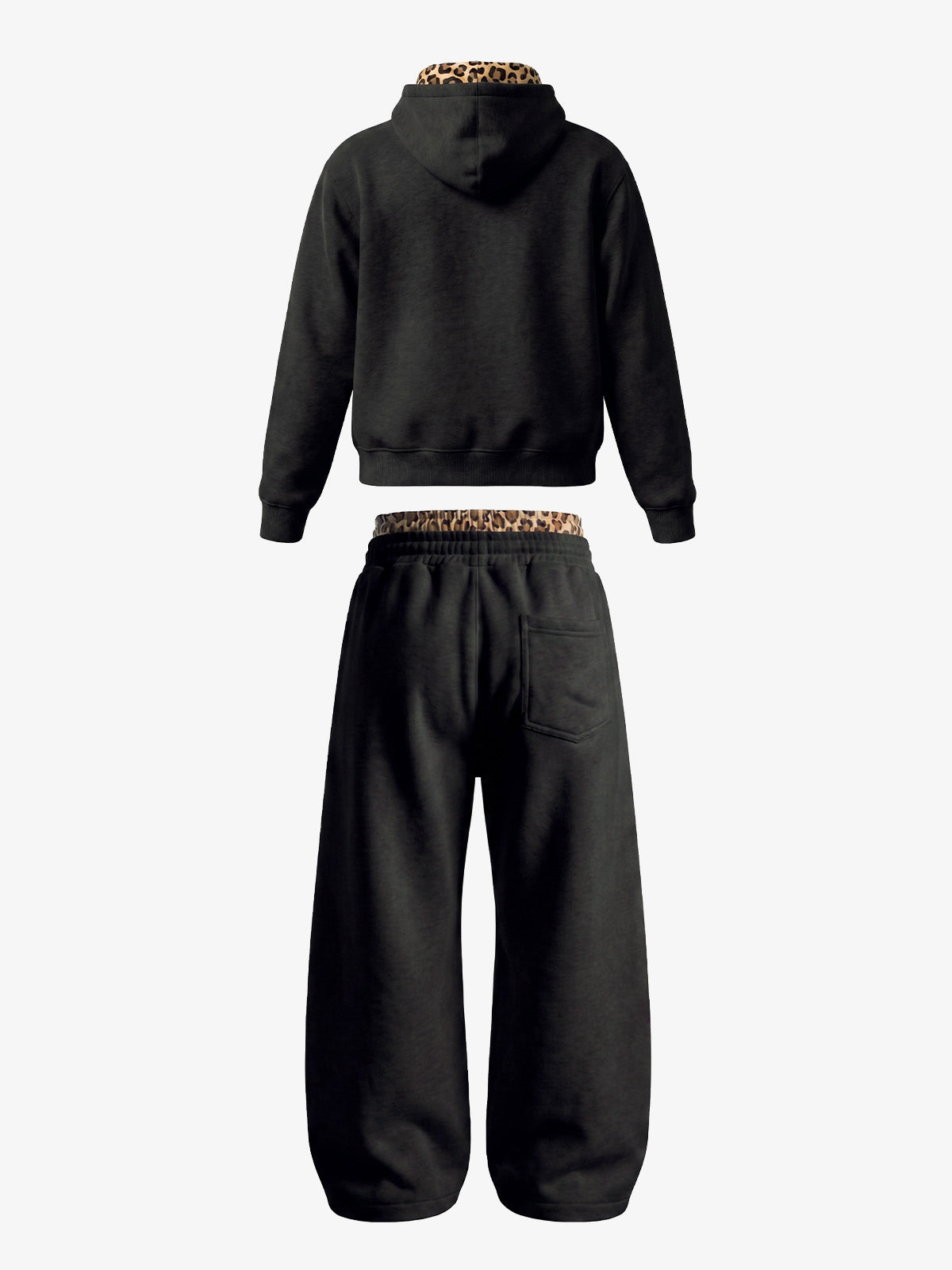 Leopard Patchwork Hoodie & Trousers Set