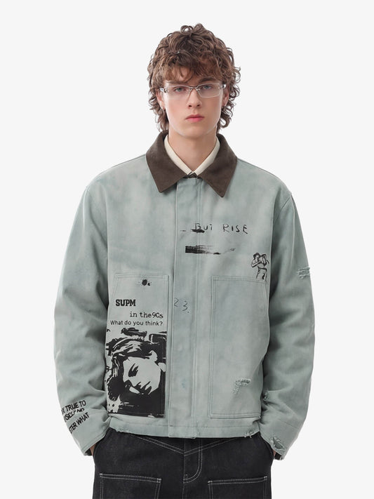 Vintage Washed Distressed Barn Work Jacket - 2582 