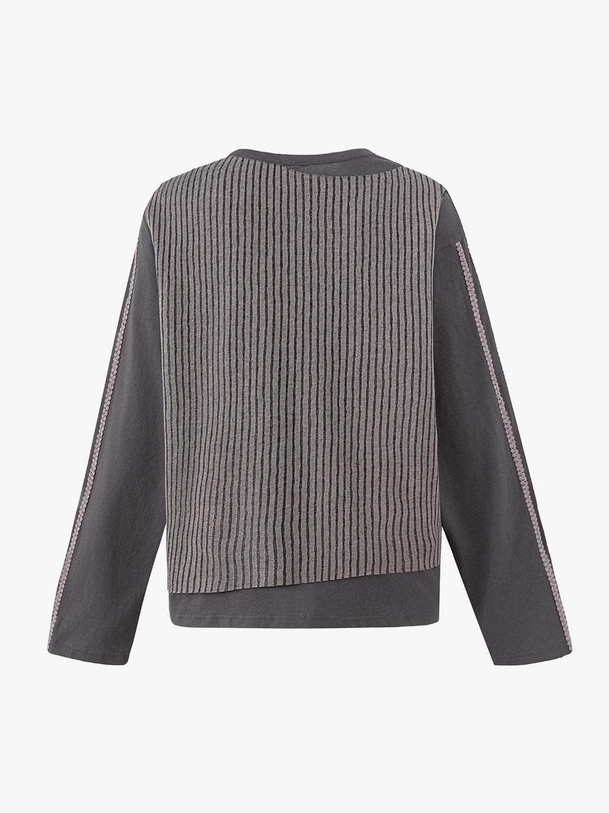 Striped Graphic Layered Patchwork Sweatshirt