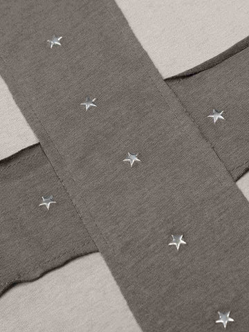 Cross Applique Off-Shoulder T-Shirt