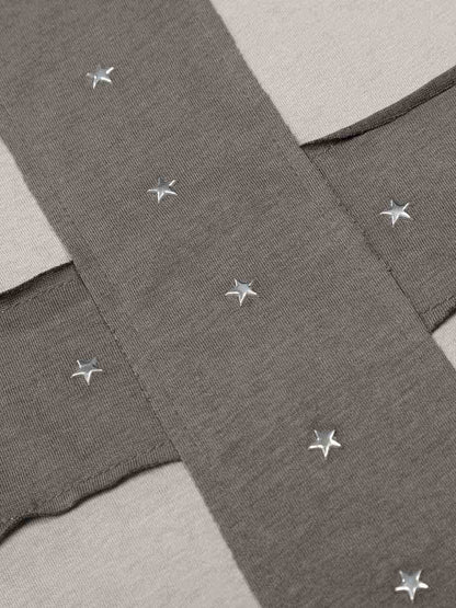 Cross Applique Off-Shoulder T-Shirt