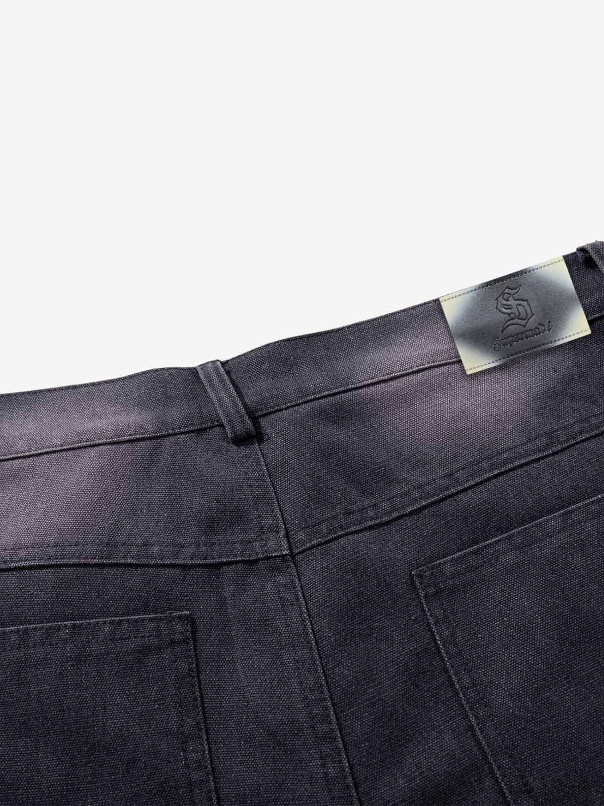 Multi-Button Distressed Print Jorts