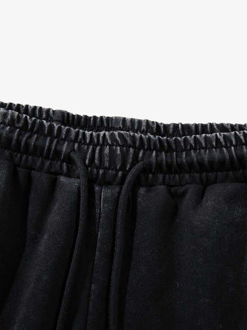 Washed Distressed Spider Print Shorts