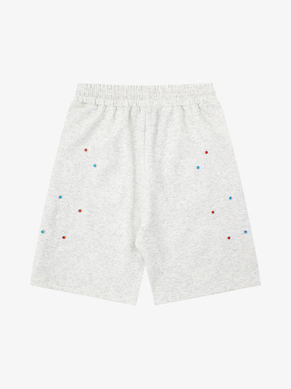 Rhinestone Graphic Knit Shorts 