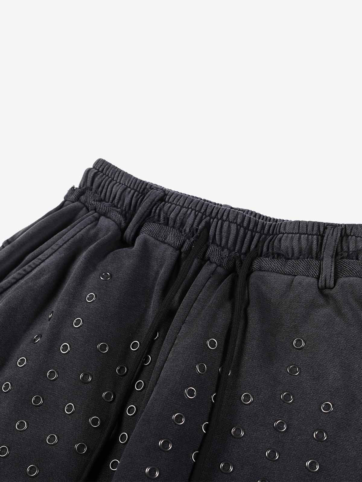 Streetwear Distressed Eyelet Detail Baggy Sweatpants