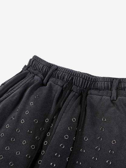 Streetwear Distressed Eyelet Detail Baggy Sweatpants
