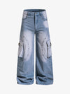 Studded Curved Seam Cargo Jeans