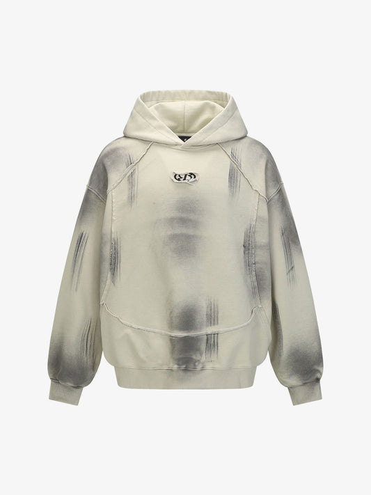 Hip-Hop Wasteland Ink-Dyed Raw Edge Hoodie 