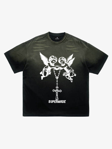 Twin Angels Cross Washed T-Shirt